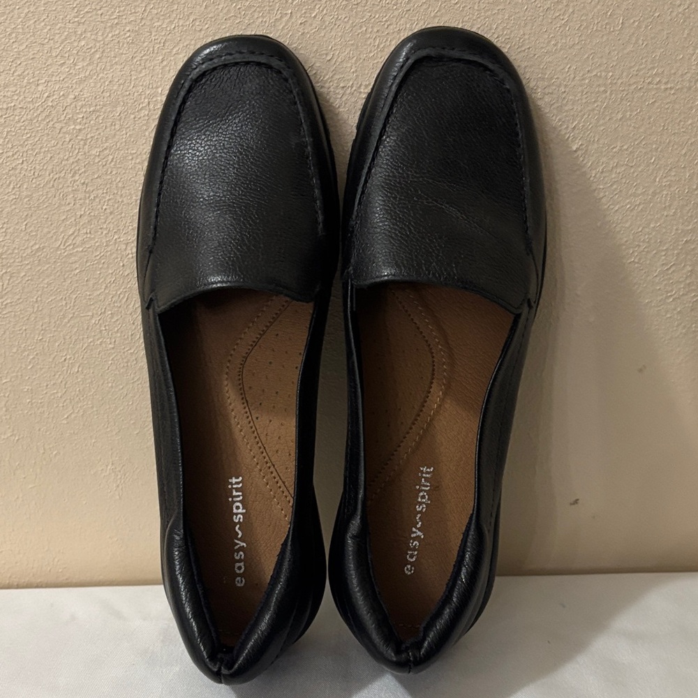 Easy Spirit Leather Slip-On Shoes - Black